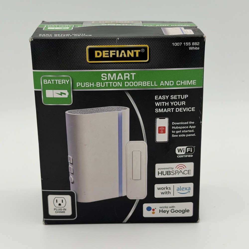 Defiant Smart Push-Button‎ Doorbell & Chime Kit DF-3015-00 Wireless Alexa/Google